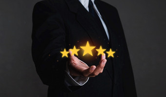 手的<strong>头</strong>的公司谁给了的客户五星级评级与复制空间五个明星评级服务评级概念满意度