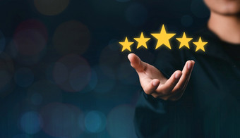 的客户rsquo手的客户持有明星完整的<strong>五个</strong>星星与复制空间<strong>五个</strong>明星评级优秀的奖服务评级满意度概念评论