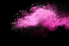粉红色的粉爆炸黑色的背景油漆胡里节