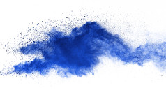 冻结运动蓝色的颜色粉爆炸白色背景油漆胡里节