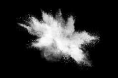 爆炸白色粉孤立的黑色的背景摘要彩色的背景胡里节节日