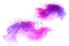 紫色的粉爆炸孤立的白色背景