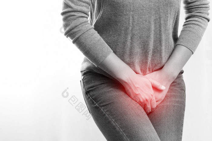 女人有胃痛月经疼痛痛苦从腹部月经抽筋医疗保健和医疗妇科概念