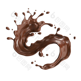 巧克力牛奶飞溅形状螺旋和扭插图