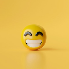 微笑表情符号图标黄色的背景插图