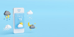 天气预测概念智能手机显示天气预测应用程序小部件图标符号插图