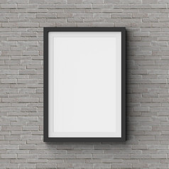 空白照片框架模型砖墙为广告插图