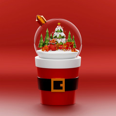 圣诞节全球圣诞老人杯红色的背景插图