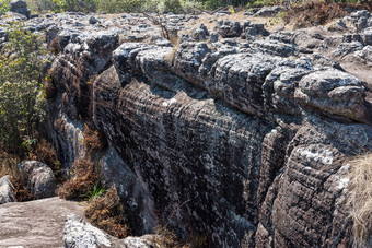 砂岩节点裂痕从的风化的岩石悬崖的泰国国家公园