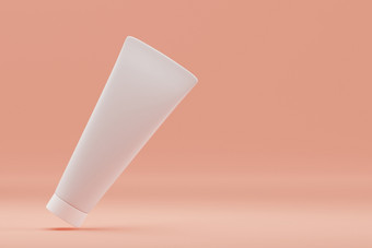 集空白化妆品包装模拟柔和的橙色背景呈现