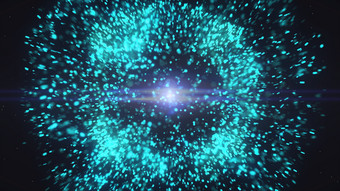 未来主义的粒子宇宙爆炸冲击波蓝色的能源空间呈现