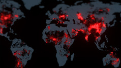 科维德冠状病毒病毒传播地球世界地图呈现