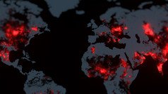 科维德冠状病毒病毒传播地球世界地图呈现
