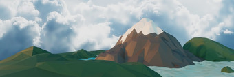 lowpoly<strong>景观</strong>自然与山树和云日落背景最<strong>小</strong>的全景动画呈现lowpoly<strong>景观</strong>自然与山树和云日落背景最<strong>小</strong>的全景动画呈现