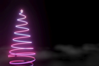 美丽的发光的霓虹灯圣诞节树闪光灯背景呈现