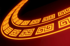 黄金圆发光的霓虹灯框架为快乐中国人新一年背景呈现