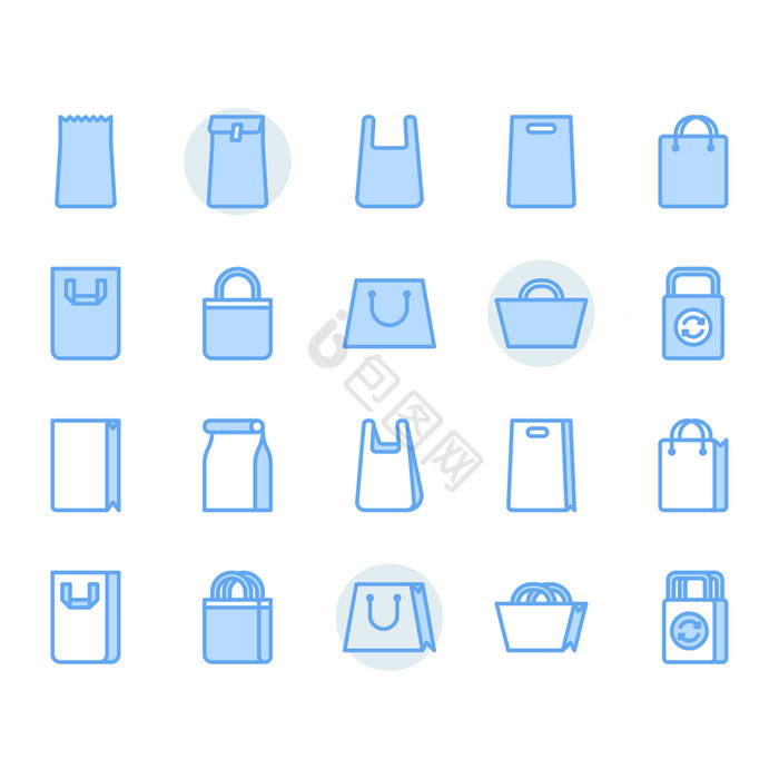购物袋图标和象征集图片