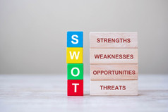SWOT文本木多维数据集与的优势弱点机会和威胁块表格背景业务和分析概念