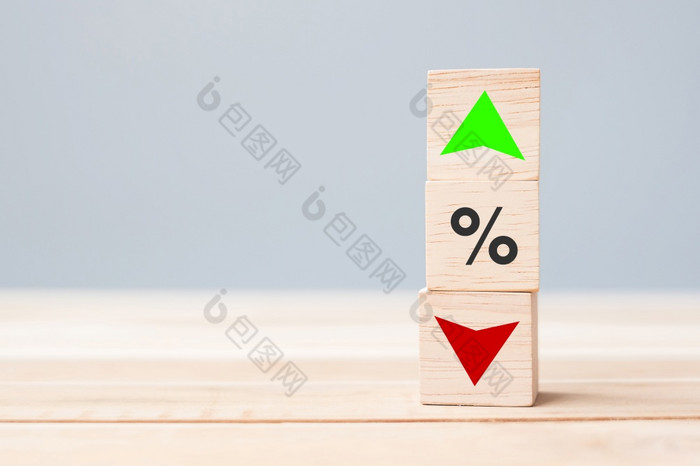 百分比和下来箭头象征图标表格感兴趣率股票金融排名抵押贷款利率和减少损失概念