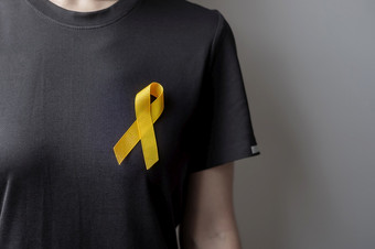 <strong>自杀预防</strong>一天肉瘤骨膀胱和童年癌症意识月黄色的丝带为支持人生活和疾病孩子们医疗保健和<strong>世界</strong>癌症一天概念