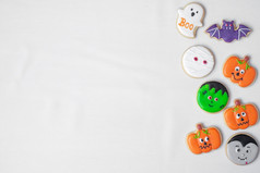 万圣节有趣的饼干集白色背景技巧威胁快乐万圣节你好10月秋天秋天节日聚会，派对和假期概念