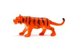 老虎模型孤立的白色背景动物玩具塑料