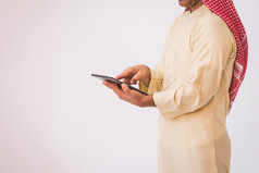 阿拉伯商人用移动电话
