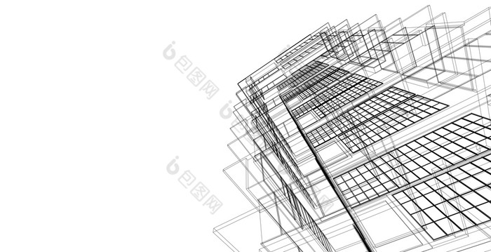 现代体系结构线框概念城市线框线框建筑插图体系结构