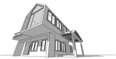 建筑草图行房子设计工作免费的手画蓝图建设插图