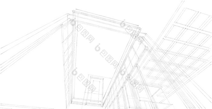 建筑草图行现代房子设计工作免费的手画蓝图建设插图