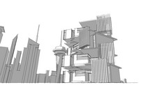 现代体系结构线框摘要建筑背景插图