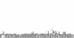 城市景观现代体系结构的风景的城市高层建筑行那显示的现代草图风格插图