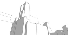 现代体系结构线框城市线框线框建筑插图体系结构
