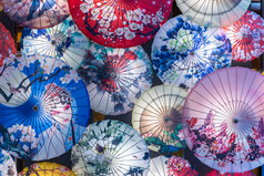 中国人纸伞背景中国人传统的伞显示
