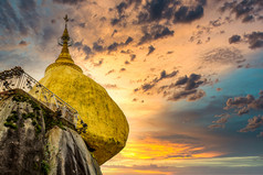 觉克提约宝塔金岩石bueatuful具有里程碑意义的佛教朝圣之旅网站我的状态缅甸一个的前目的地和壮观的网站缅甸亚洲