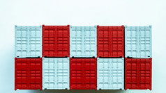 红色的和白色货物容器分布盒子进口出口全球业务运输交付运费国际物流航运行业白色背景