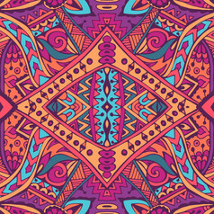 向量无缝的模式花色彩斑斓的少数民族部落几何迷幻墨西哥打印向量无缝的模式少数民族部落几何迷幻色彩斑斓的打印