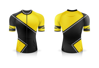 规范骑自行车泽西岛模板模拟体育运动衬衫轮脖子统一的为自行车服装向量插图设计单独的工作层
