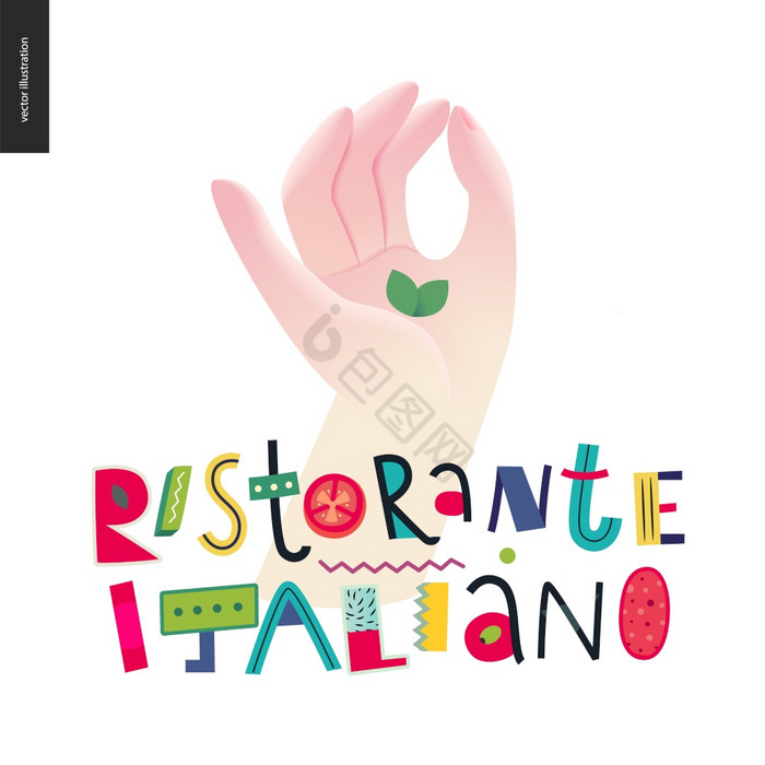 意大利餐厅集手和刻字意大利餐厅意大利意大图片