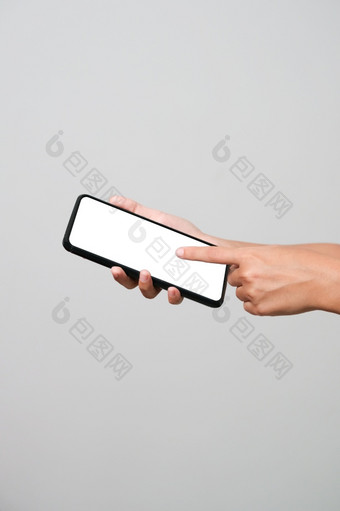 智能手机模型新无框架智能手机模型与白色屏幕孤立的白色背景基于高质量的工作室拍摄智能手机无框架设计概念