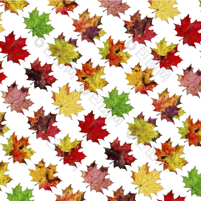 明亮的秋天叶子无缝的模式棕色（的）红色的和黄色的树叶背景向量插图棕色（的）红色的和黄色的树叶
