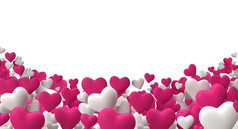 现实的渲染色彩斑斓的粉红色的和白色浪漫的情人节心背景浮动与快乐情人节一天问候复制空间插图