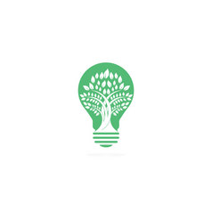 摘要灯泡灯与树标志设计自然的想法创新象征生态增长发展概念
