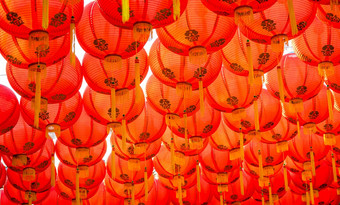 红色的灯笼装饰为中国人新一年节日中国人神社古老的中国人艺术与的中国人字母<strong>祝福</strong>写《财富》杂志<strong>祝福</strong>赞美公共的地方泰国