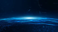 摘要蓝色的数字粒子波和数字数据网络连接为技术沟通社会媒体背景