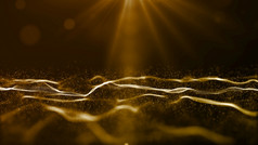 黄金颜色数字粒子波流和光耀斑摘要技术背景概念