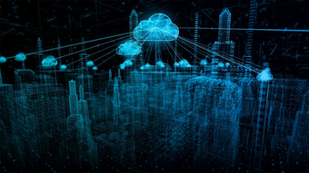 聪明的城市网络安全<strong>数字</strong>数据未来主义的和技术云计算使用人工情报高速度互联网<strong>连接</strong>和大数据分析背景概念
