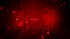 数字网络空间与粒子和数字数据网络连接概念红色的背景