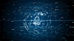 锁图标网络安全数字数据数字数据网络保护全球网络高速互联网连接和大数据分析背景
