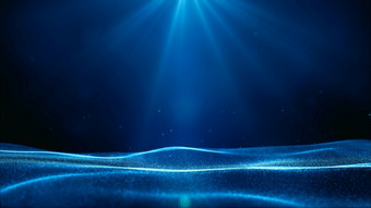 数字网络空间未来主义的蓝色的颜色粒子波流动与散景和光行和点连接摘要背景